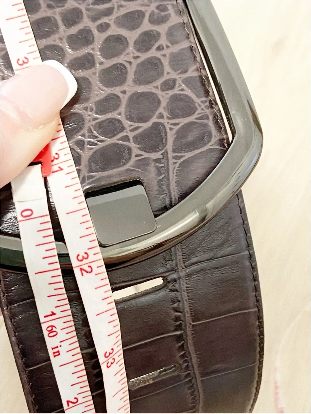 New Cue Croc-Embossed wide Leather Belt P1534 Size M